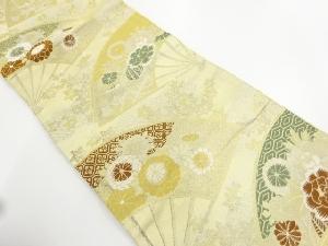 アンティーク　扇面に牡丹・菊模様織り出し袋帯(材料)(サービス品)